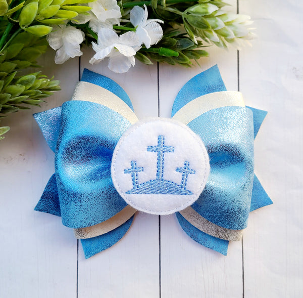 Blue Cross Pinch Bow