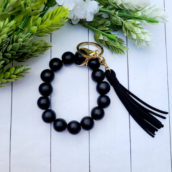 Black Beaded Wristlet