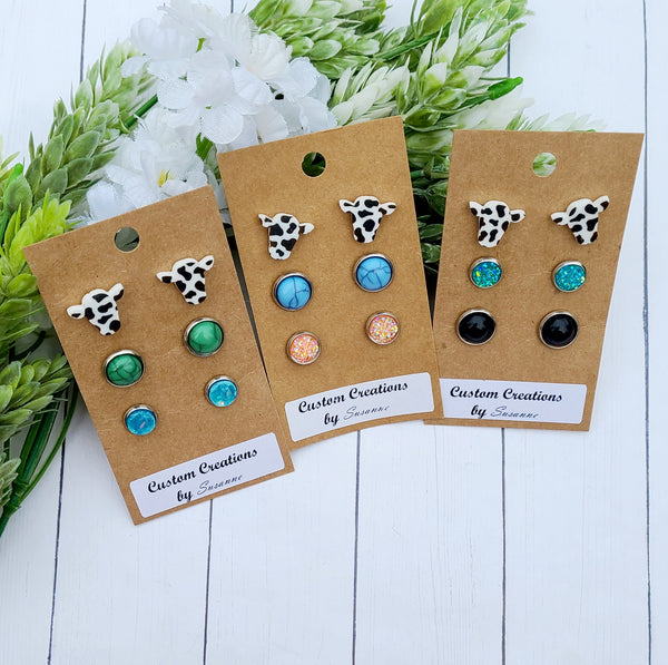 Cow Head Earring Sets