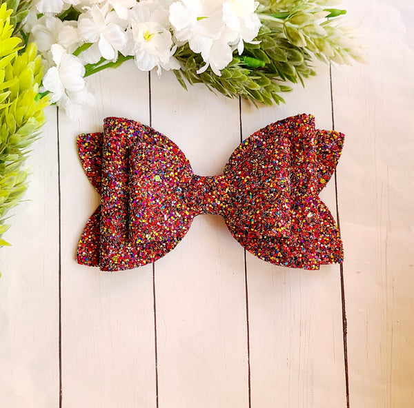 Cranberry Glitter Bow