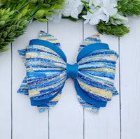 Blue Brushstroke Pinch Bow