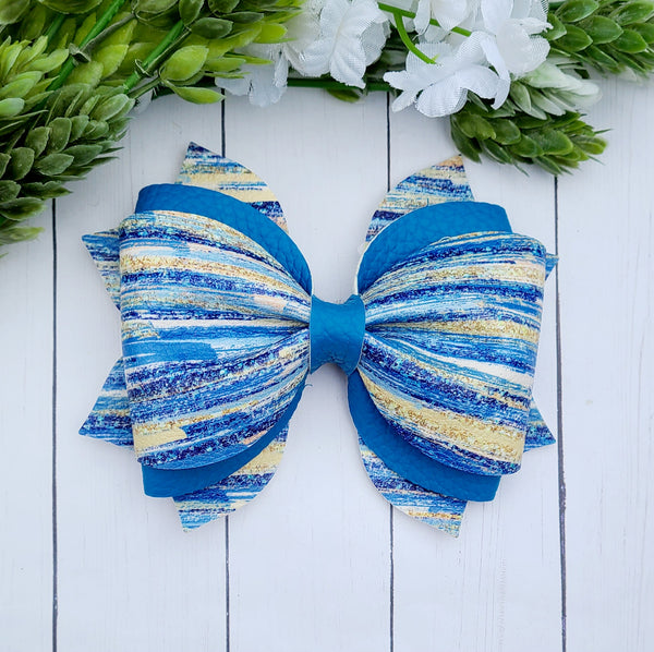 Blue Brushstroke Pinch Bow