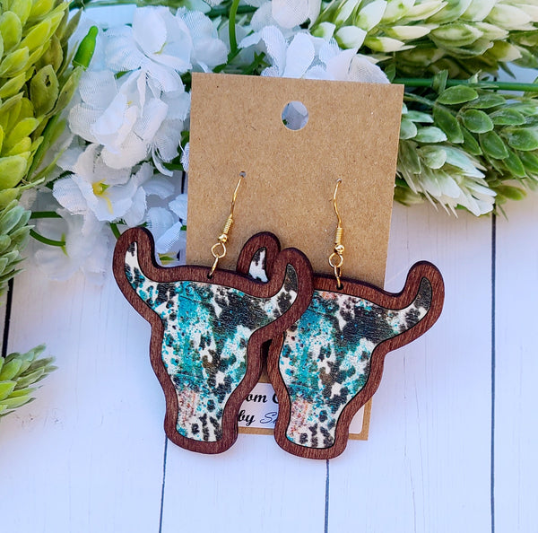 Turquoise Cow Earrings