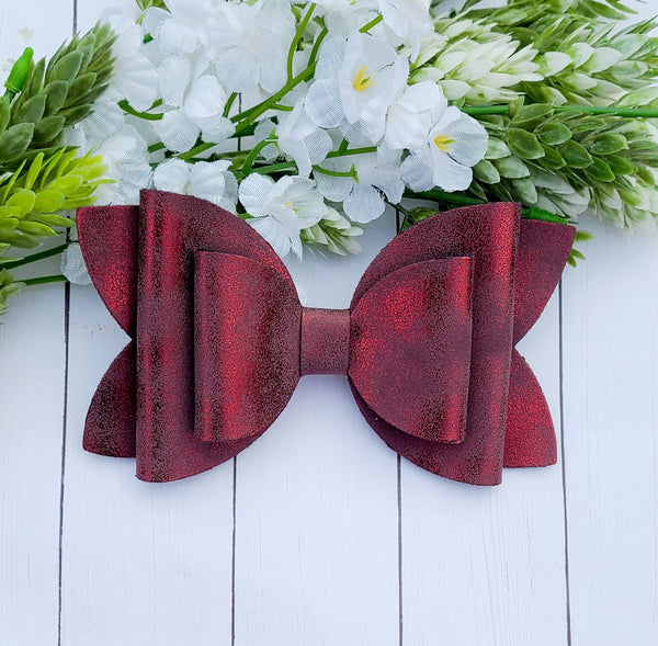 Maroon Distressed Bow