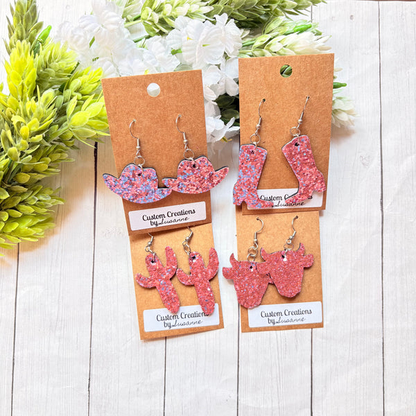 Pink Western Earrings