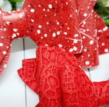 Red Textured Bows