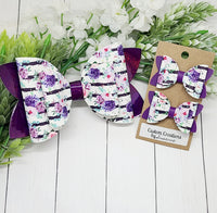 Purple Floral Stripe Bows