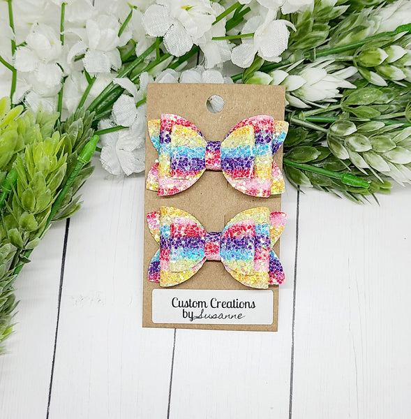 Rainbow Stripe Pigtail Set