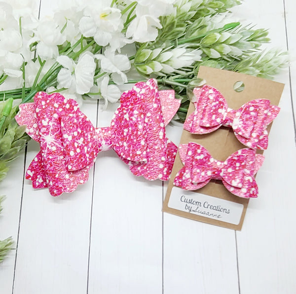 Pink Smooth Glitter Bows
