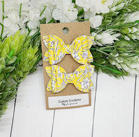 Yellow Floral Pigtail Set