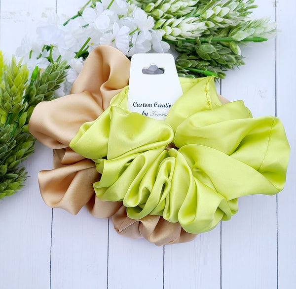 Green/Tan XL Scrunchies