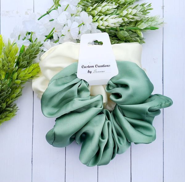 Green/Cream XL Scrunchies