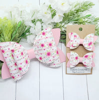 Pink Floral Stripe Bows