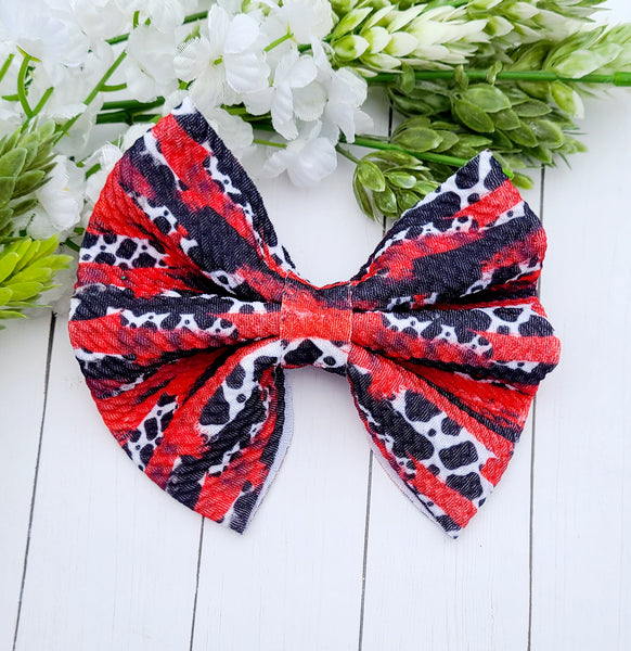 Cow Fabric Bow