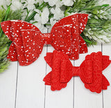 Red Textured Bows