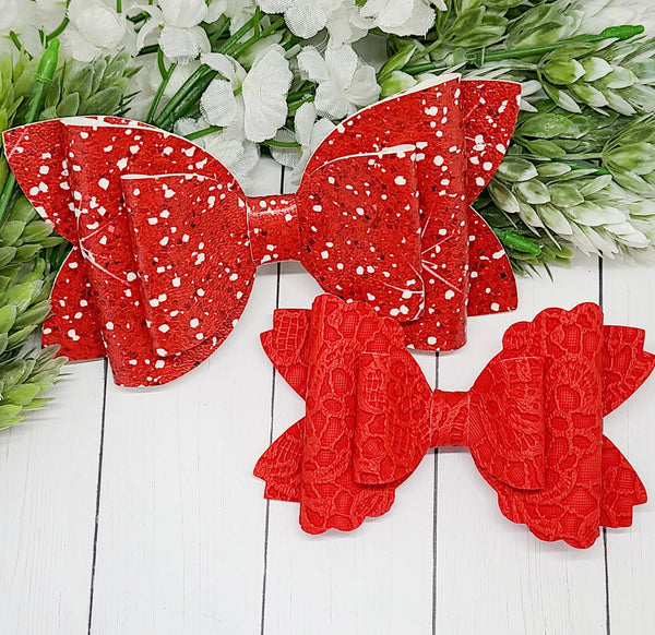 Red Textured Bows
