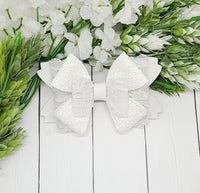 White Lace & Glitter Bow