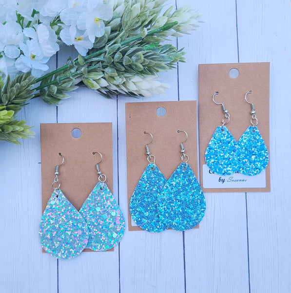 Blue Glitter Earrings