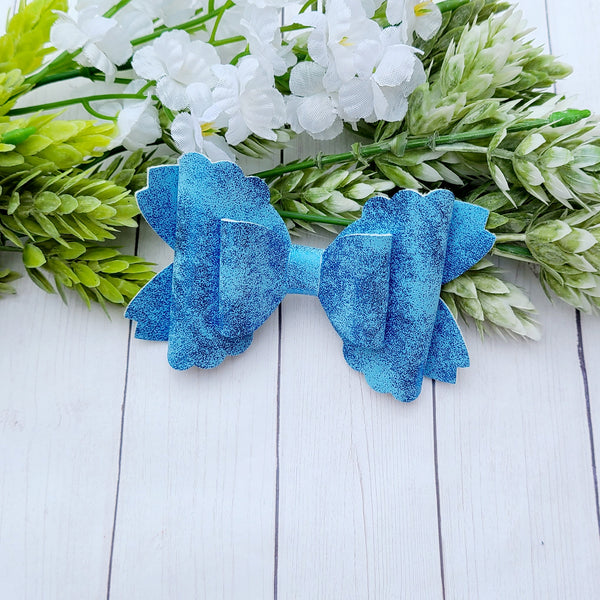 Blue Distressed Scallop Bow