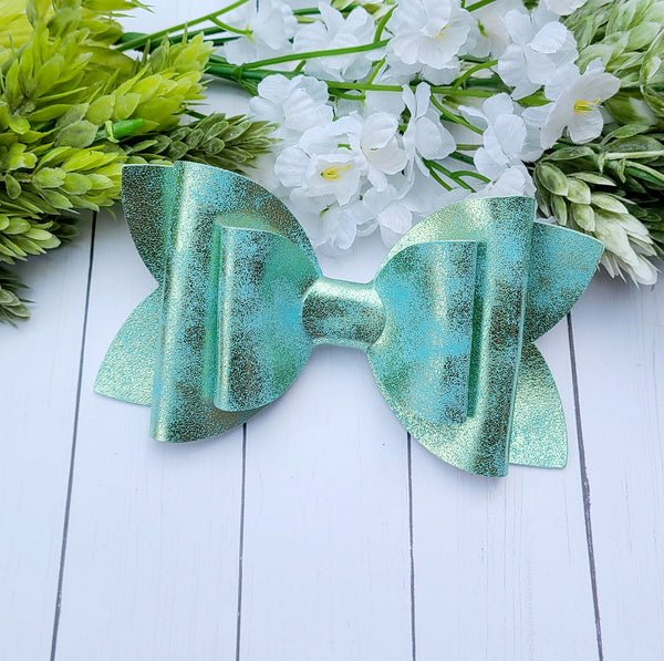 Mint Distressed Big Bow