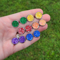 Rainbow Button Earrings