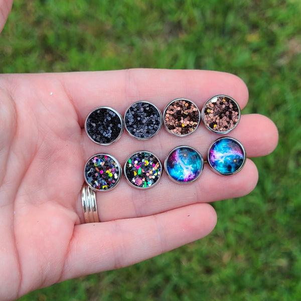 Dark Button Earrings