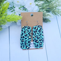 Teal Leopard Earrings