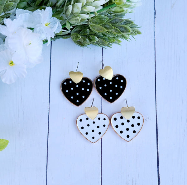 Polka Dot Heart Earrings