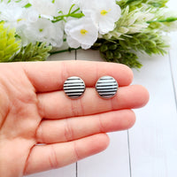 Black Stripe Earrings (12mm)