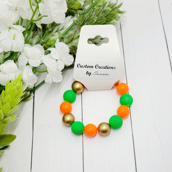 Green, Orange & Gold Bracelet