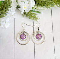 Double Circle Purple Earrings