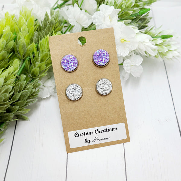 Purple/Silver Druzy Set