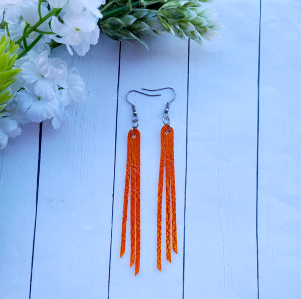 Orange Fringe Earrings