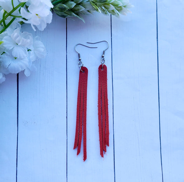 Burnt Orange Fringe Earrings