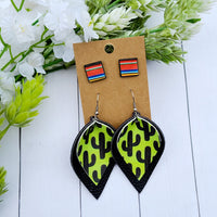 Green Cactus Earring Set