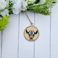 Hand Stitched Skull Necklace