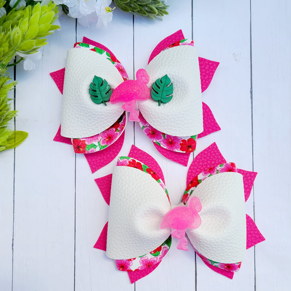 Floral Flamingo Pinch Bow