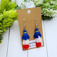 Red, White, Blue Tassle Earring