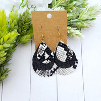 Black/White Snake Print Earrings