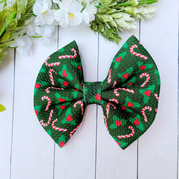 Candy Cane Fabric Bow