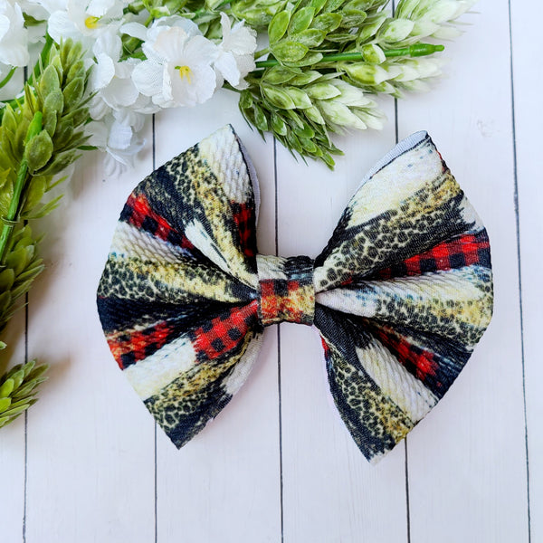 Plaid Brushstroke Fabric Bow