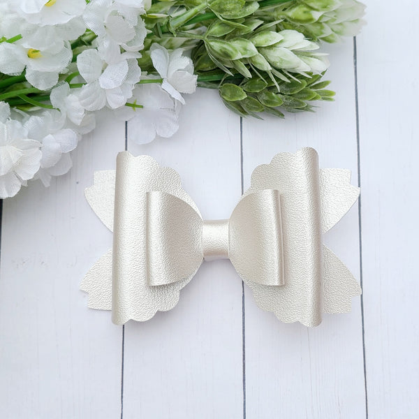 Silver Shimmer Scallop Bow
