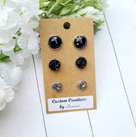 Black Domed Earring Set