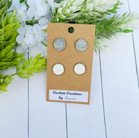 Clear & White Earring Set