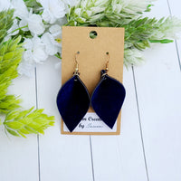 Navy Crushed Velvet Pinch Earrings