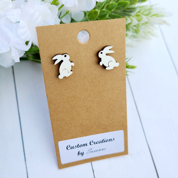 White Bunny Stud Earrings