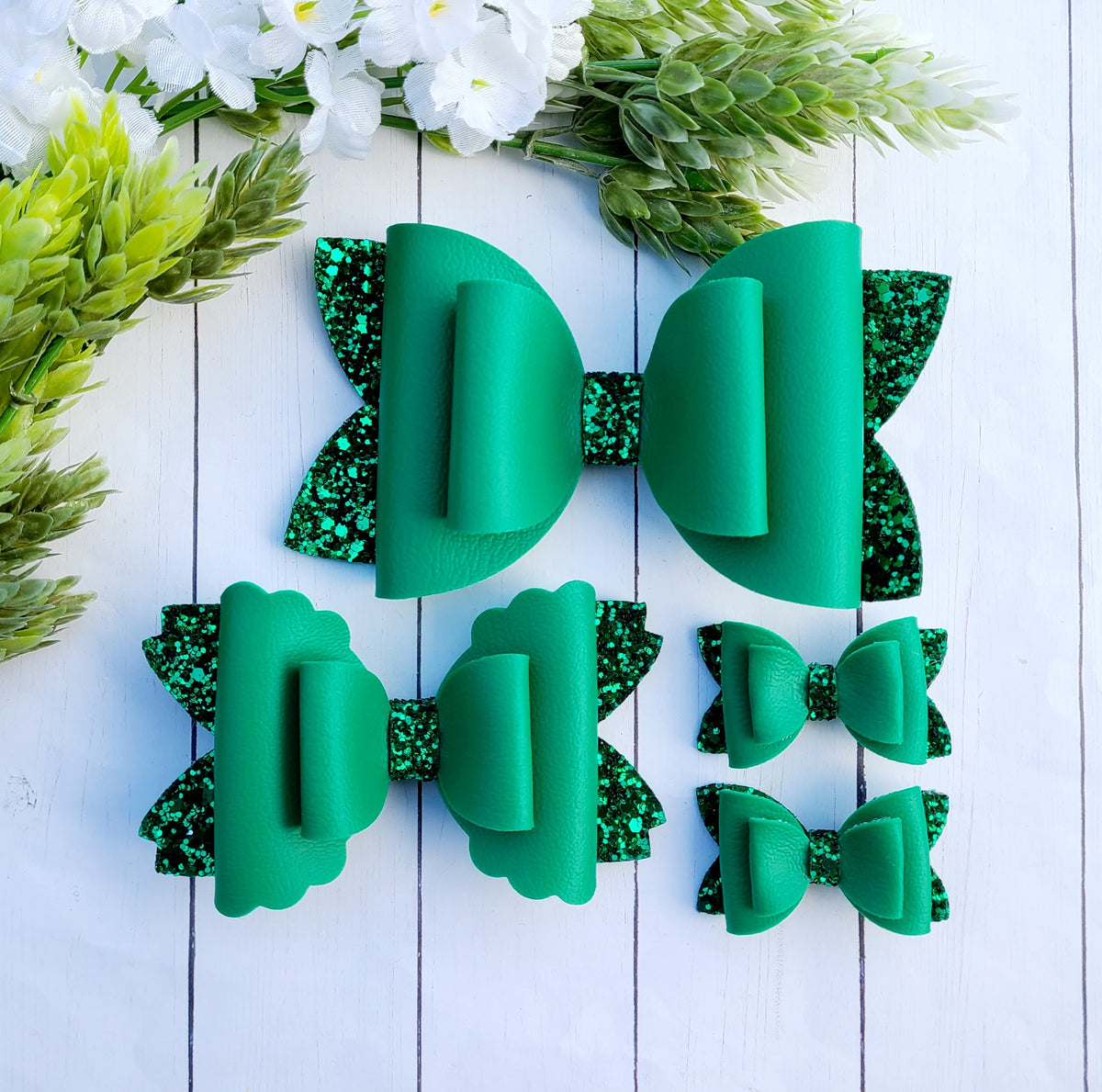 Solid Green Bows – Custom Creations by Susanne