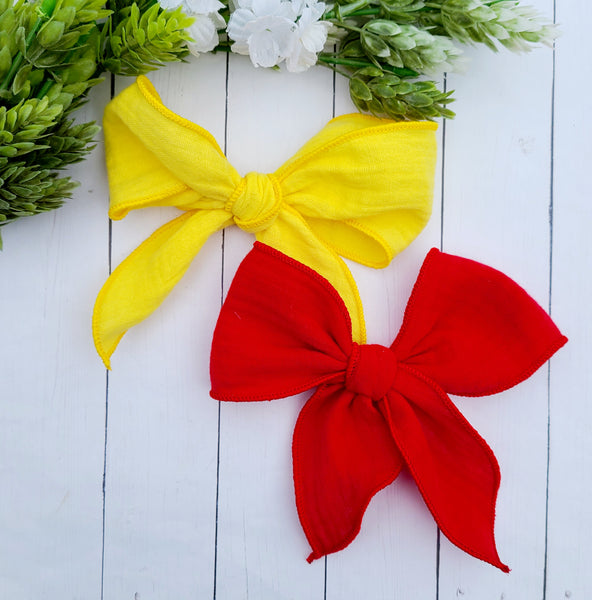 Red & Yellow Linen Big Bows