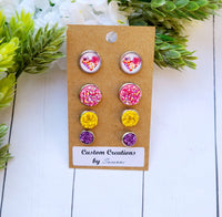 Floral Heart Set of 4 Earrings