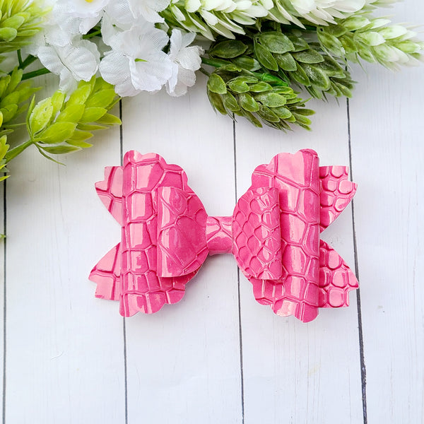 Pink Snake Print Bow